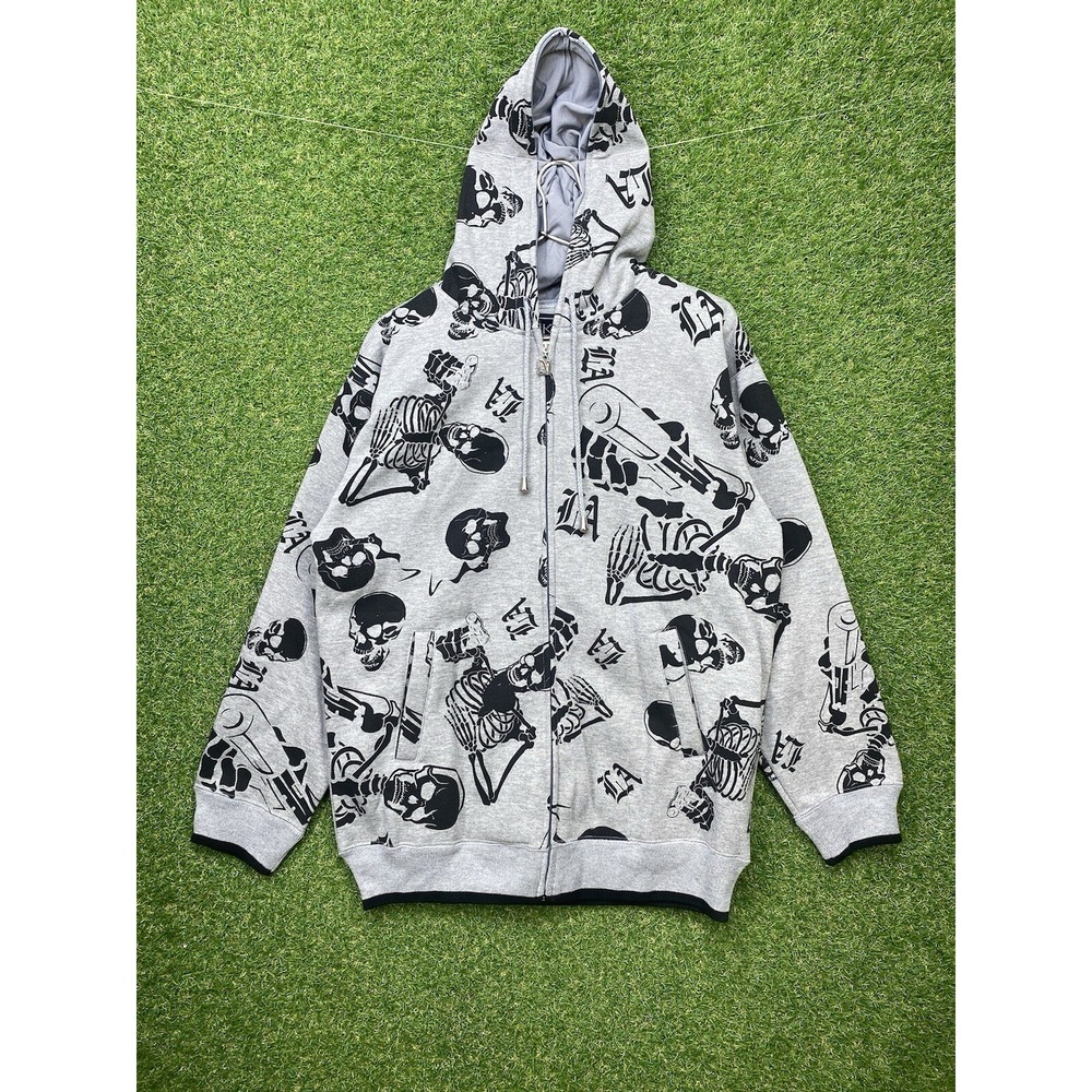MMA Elite Jacket Mens Medium Hoodie Skull AOP Jacket Baggy Jesse Pinkman Style